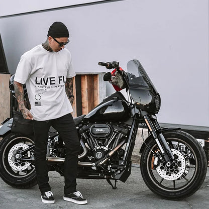 Men's Gym Summer Casual T-Shirt Fitness Running Short Sleeve Tee Tops Fashion Hip-hop Oversized Shirt Male Sweatshirt Clothing