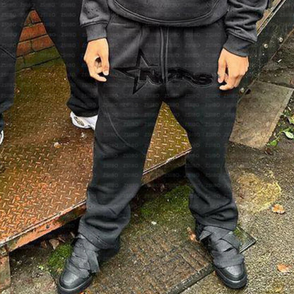 NOFS Letter Embroidery Fashion Brand Loose Oversized Hoodie Y2K Hip-Hop Streetwear women Pullovers Casual Top Pants Sportswear