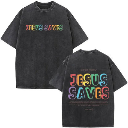 Christian Jesus Faith Over Fear Bible Verse Washed T-shirts Men Women Fashion Vintage Oversized T Shirts Harajuku Cotton T-shirt