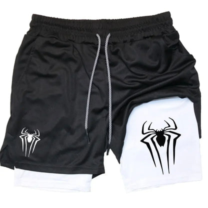Men's  sports shorts,  spider print  compression shorts , informal, training, running, 2-in-1, Y2K order shipped directly