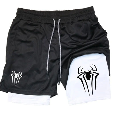 Men's  sports shorts,  spider print  compression shorts , informal, training, running, 2-in-1, Y2K order shipped directly