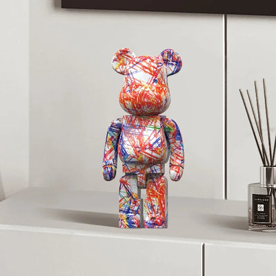 27cm/10Inches Graffiti Bear Figurine Home Decor Animal Abstract Ornament Storage Money Jar Modern Room Sculpture Table Decor