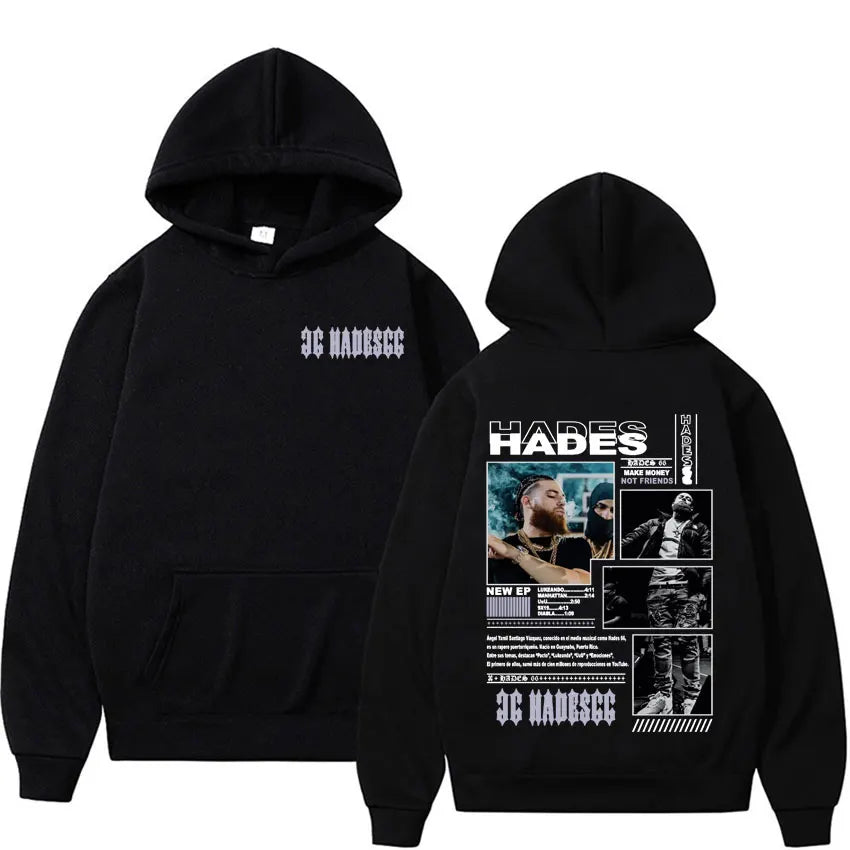 Autumn/winter Rapper Hades 66 Makes Money Not Friends Album Cover Pullover Hoodie Male Hip Hop Street Cotton Hoodie Sweatshirt.
