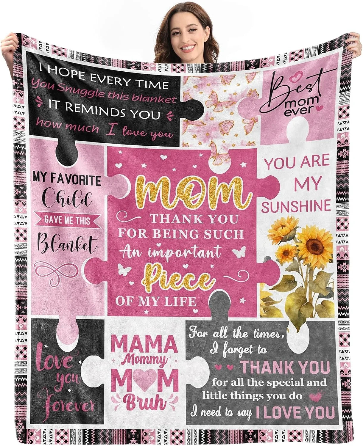 Gifts from Daughter Son for Mother's Day Birthday Mom Gifts Anniversary Unique Gifts for Mom Super Soft Flannel Throw Blankets