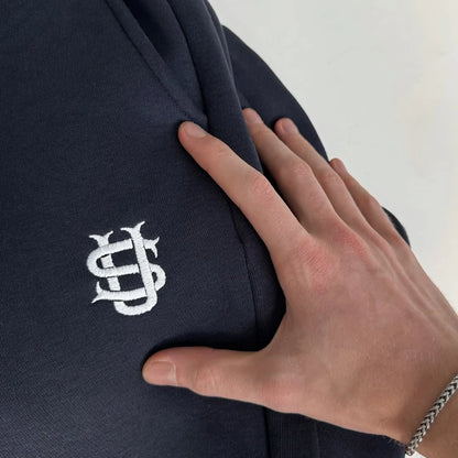 Y2K Men Jogger Loose Su Logo Embroidered Leg Openings Wide Leg Pants Extra outsize Pockets fashionable Couple Straight Leg Pants