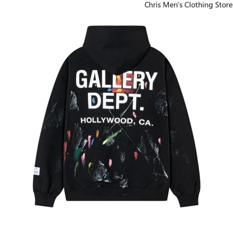 Autumn Trendy Men's Long Sleeve Thermal Hoodie Streetwear New High Street Loose Fleece Hoodie Letter Print Casual Sweatshirt