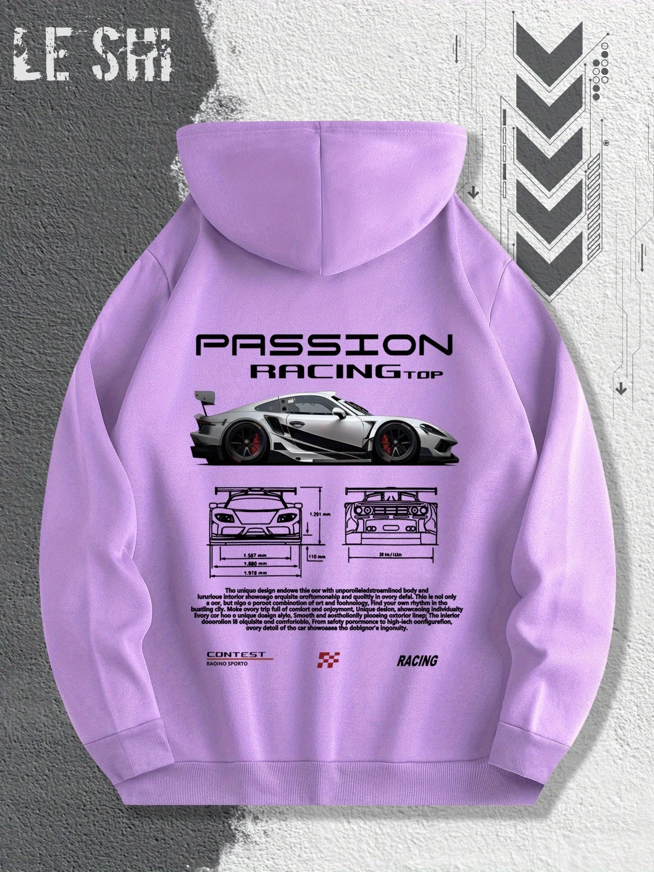 Men'S Passionate Racing Graphic Hoodie Featuring Race Cars and Sports Car Illustrations, Perfect for Everyday Wear