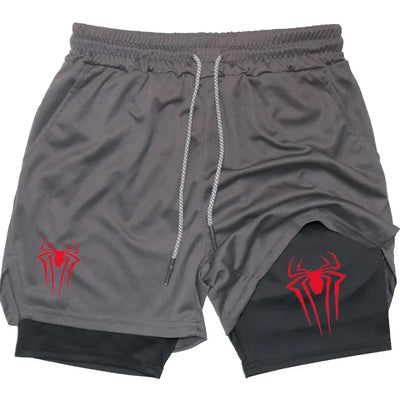 Men's  sports shorts,  spider print  compression shorts , informal, training, running, 2-in-1, Y2K order shipped directly