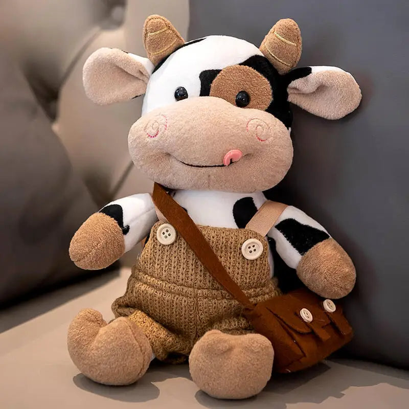 26CM Simulation Cattle Animals Plush Toys Cartoon Milk Cow Plush Doll Soft Stuffed Sweater Cow Pillow Home Decoration Toy