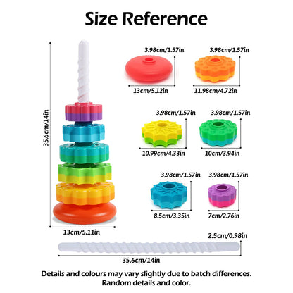 Montessori Rotating Rainbow Tower Baby stacking Puzzle Toys safety andEnvironmental Protection Colored children's Toys