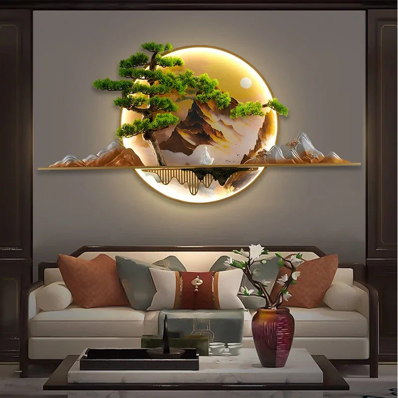 ANITA Modern LED Wall Picture Light Inside Creative Chinese Pine Landscape Mural Sconces Lamp for Home Living Bedroom Study