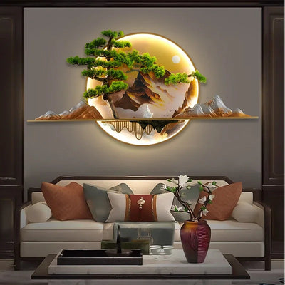 ANITA Modern LED Wall Picture Light Inside Creative Chinese Pine Landscape Mural Sconces Lamp for Home Living Bedroom Study