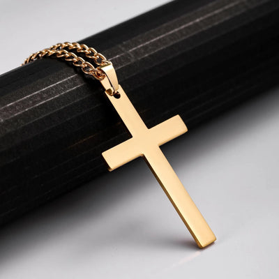 Fashion Stainless Steel Cross Pendant Necklace Unisex Punk Hip Hop Link Chain Charm Jewelry for Boys Girls Cool Gift