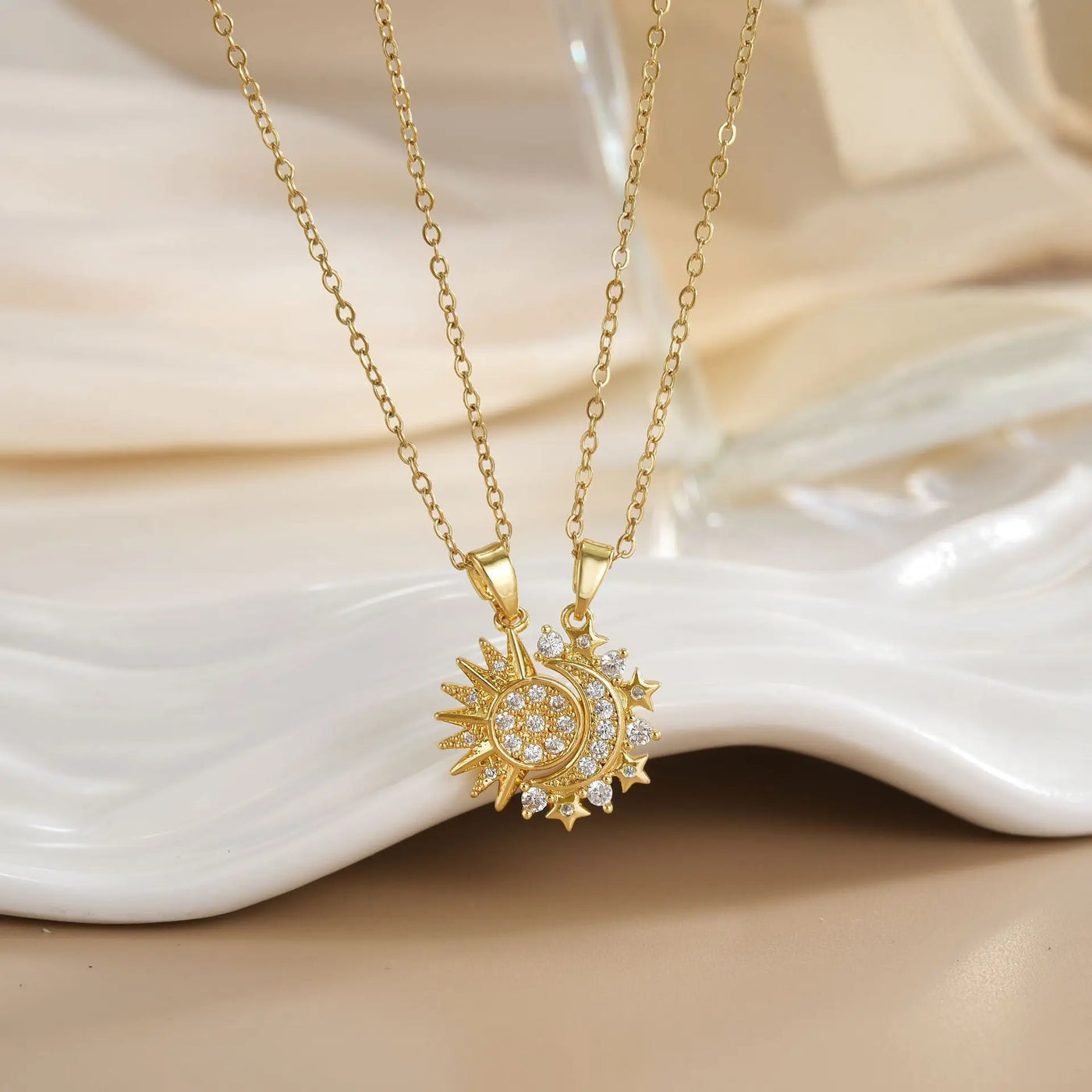 Couples Magnetic Necklaces Sun and Moon Angel Hug Heart Pendant Friendship Matching Necklaces for Birthdays Anniversaries