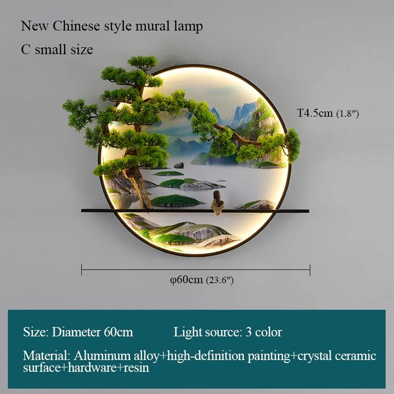 PLLY Modern Wall Picture Light Inside Creative Chinese Landscape Mural Sconces Lamp LED for Home Living Bedroom Study