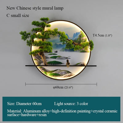 PLLY Modern Wall Picture Light Inside Creative Chinese Landscape Mural Sconces Lamp LED for Home Living Bedroom Study