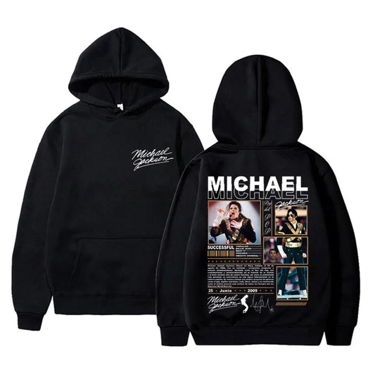 Classic Vintage Michael Jackson King of Pop Hoodie Men Fashion Retro Gothic Rock Sweatshirt Punk Oversized Pullover Streetwear