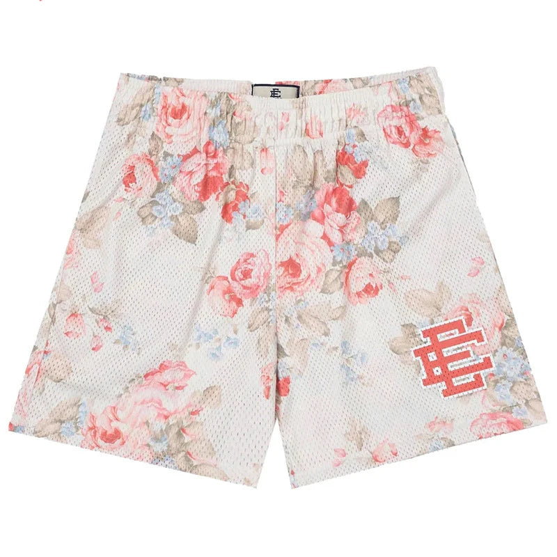 New Summer Eric Emanuel EE Basic Mesh Short Classic Floral Printed Gym Shorts 2025 Men's Gym Basketball Sports Beach Shorts