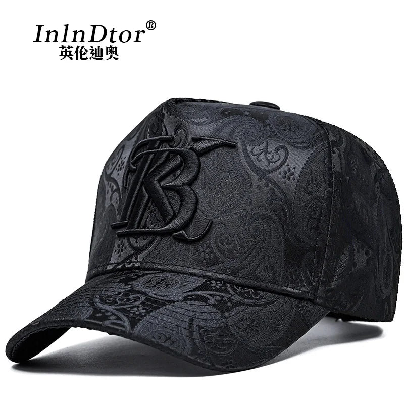 2024 Fashion Embroidery High top Baseball Cap Men's cashew print outdoor casual Cap face Trim four seasons