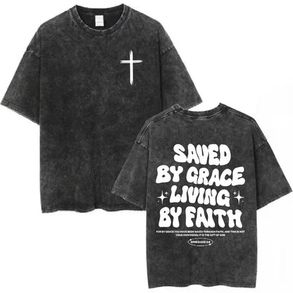 Salvation Jesus Paid It All Vintage Washed T Shirts Christian Bible Verse T-shirts Men Women Fashion Oversized Cotton Tshirts