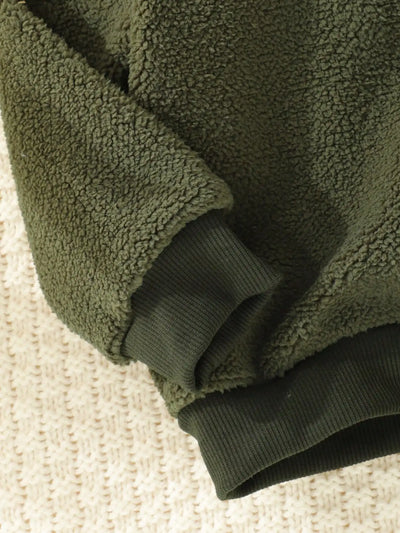 The Military Green Plush Sweatshirt For Baby Boys In Autumn And Winter Is Warm Soft Casual And Comfortable