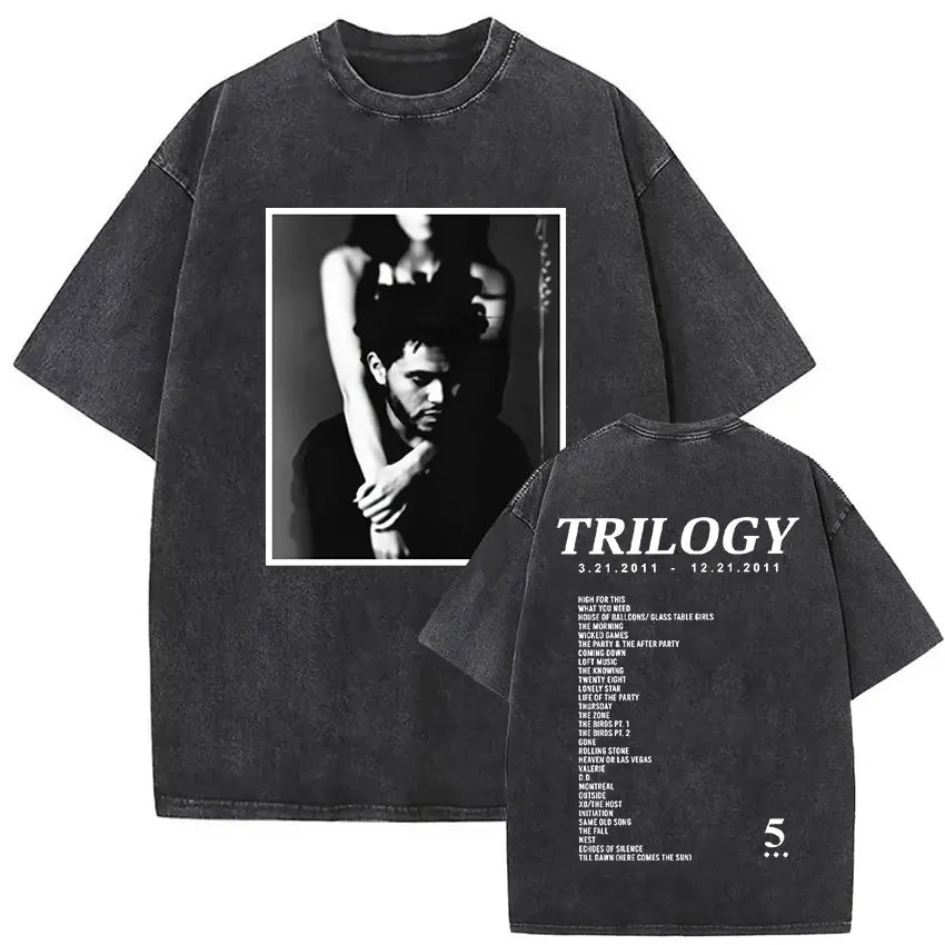The Weeknd XO Tour 2025 Vintage Washed T Shirt Men's Women Pop Music Short Sleeve T-Shirts Rap Hip Hop Gothic Clothing T-shirts