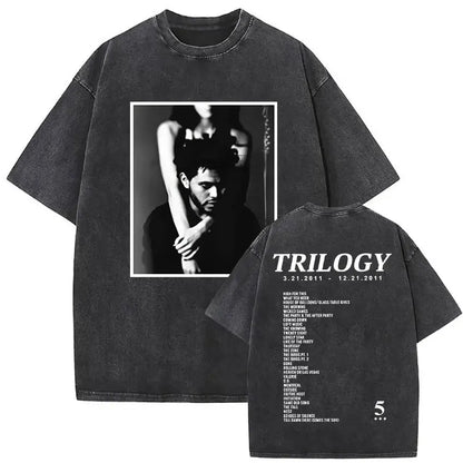 The Weeknd XO Tour 2025 Vintage Washed T Shirt Men's Women Pop Music Short Sleeve T-Shirts Rap Hip Hop Gothic Clothing T-shirts