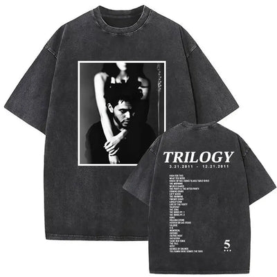 The Weeknd XO Tour 2025 Vintage Washed T Shirt Men's Women Pop Music Short Sleeve T-Shirts Rap Hip Hop Gothic Clothing T-shirts