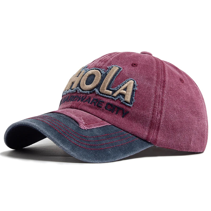 Men Baseball Caps BHOLA Fashion Letter Embroidery Hip Hop Cap Washed Cotton Vintage Casual Sun Visor Hat For Female Adjustable