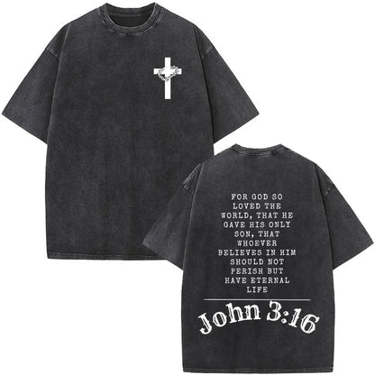 Christian Jesus Faith Over Fear Bible Verse Washed T-shirts Men Women Fashion Vintage Oversized T Shirts Harajuku Cotton T-shirt