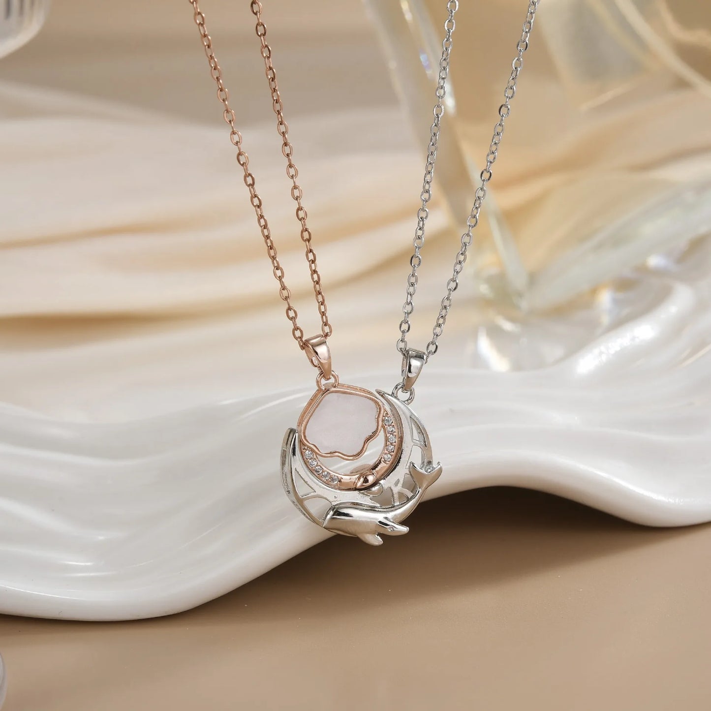 Couples Magnetic Necklaces Sun and Moon Angel Hug Heart Pendant Friendship Matching Necklaces for Birthdays Anniversaries