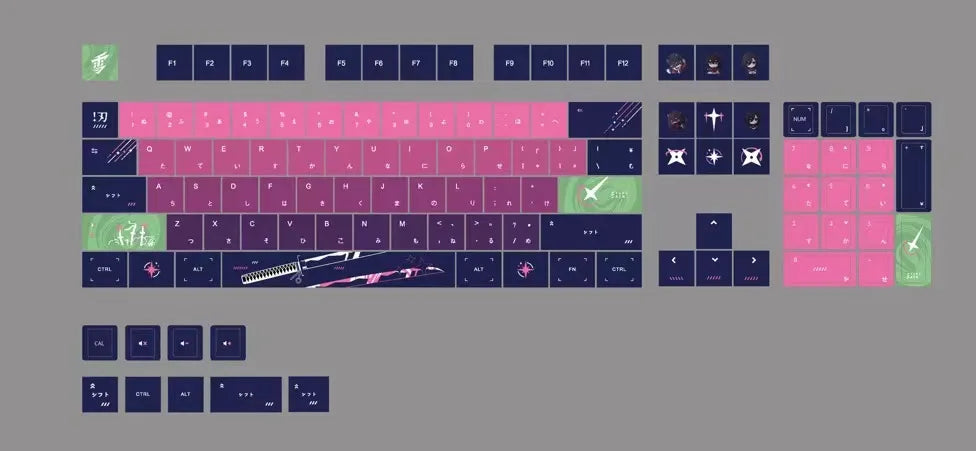 Yuki  Anime Pudding Keycap 120Keys Transparent PBT Thermal Sublimation ASA Profile Keycaps for Mechanical Keyboard Accessories