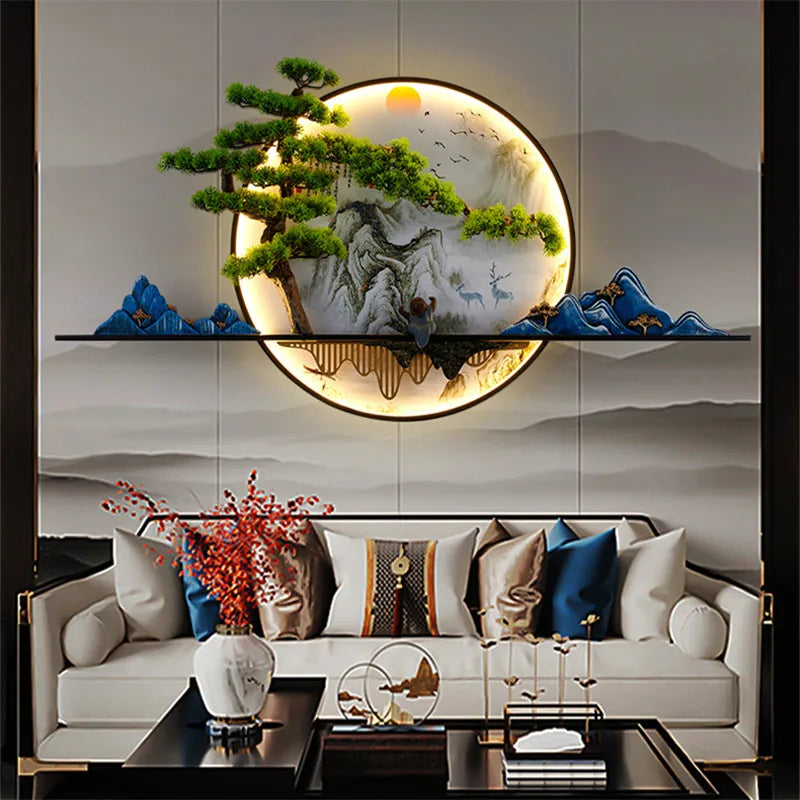 PLLY Modern Wall Picture Light Inside Creative Chinese Landscape Mural Sconces Lamp LED for Home Living Bedroom Study