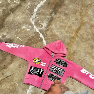 Y2K Zipper Cardigan Tops Aesthetic Fashion Graphic Print Design Oversized Hoodies For Women Autumn Sweatshirt Men ropa hombre