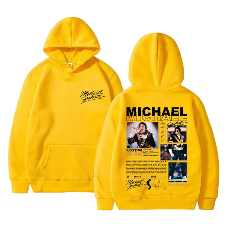 Classic Vintage Michael Jackson King of Pop Hoodie Men Fashion Retro Gothic Rock Sweatshirt Punk Oversized Pullover Streetwear