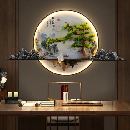 ANITA Modern LED Wall Picture Light Inside Creative Chinese Pine Landscape Mural Sconces Lamp for Home Living Bedroom Study