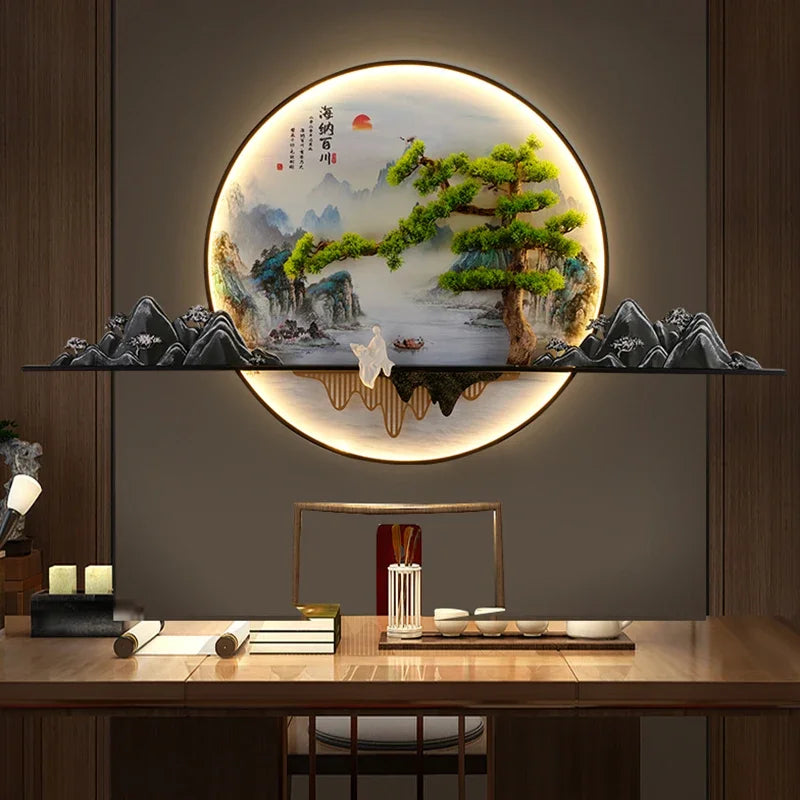 ANITA Modern LED Wall Picture Light Inside Creative Chinese Pine Landscape Mural Sconces Lamp for Home Living Bedroom Study
