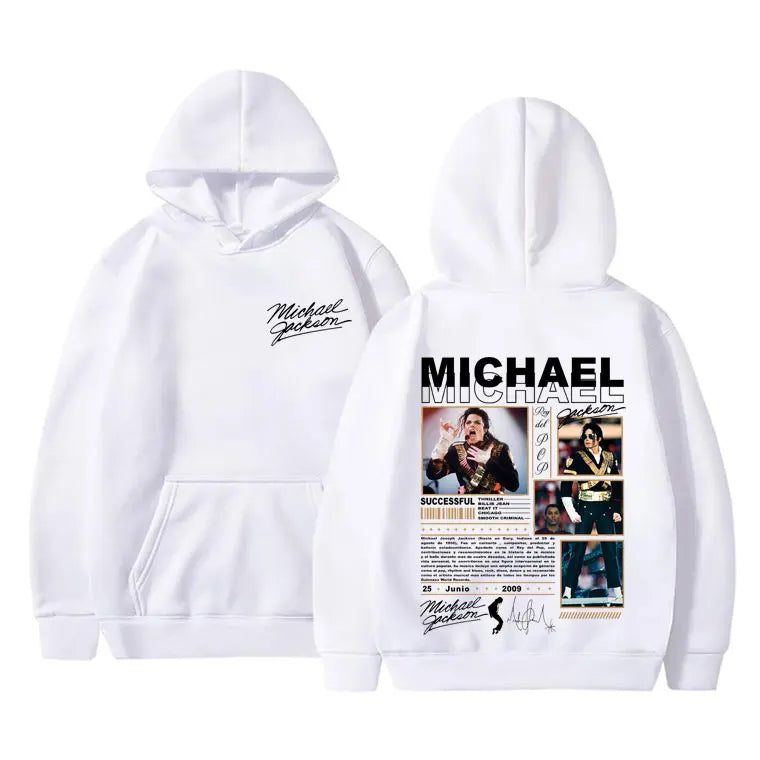 Classic Vintage Michael Jackson King of Pop Hoodie Men Fashion Retro Gothic Rock Sweatshirt Punk Oversized Pullover Streetwear