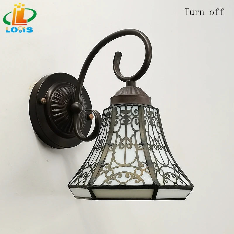 Scandinavian White Glass Heat Bending Wall Lamp Tiffany Style Designer Old Mirror Front Balcony Light Fixture Antique E27 LED