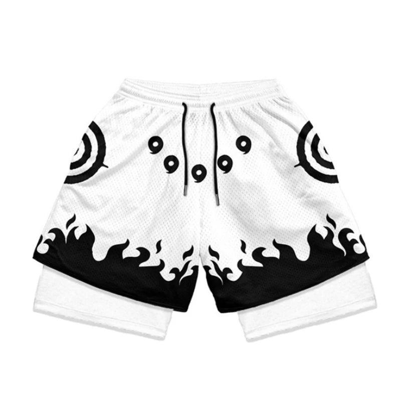 Anime Performance Shorts Men Women 2 In 1 Gym Shorts Manga 3D Print Mesh Quick Dry Sports Short Pants Summer Fitness Workout