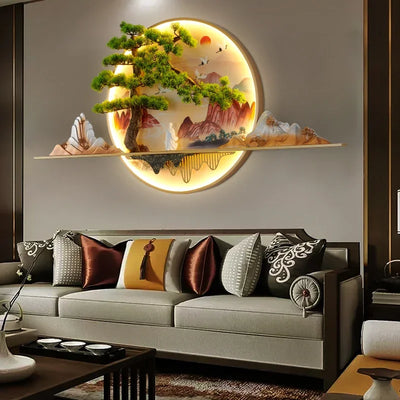 ANITA Modern LED Wall Picture Light Inside Creative Chinese Pine Landscape Mural Sconces Lamp for Home Living Bedroom Study