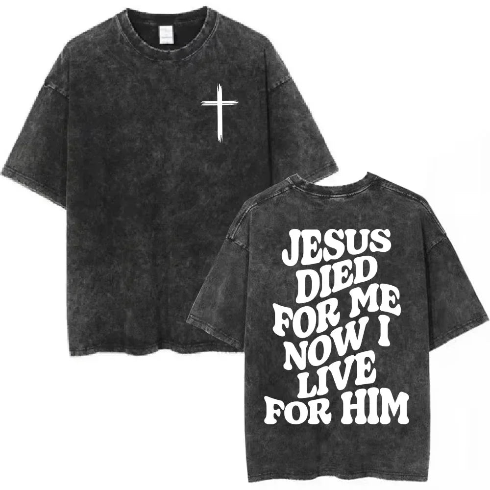 Salvation Jesus Paid It All Vintage Washed T Shirts Christian Bible Verse T-shirts Men Women Fashion Oversized Cotton Tshirts
