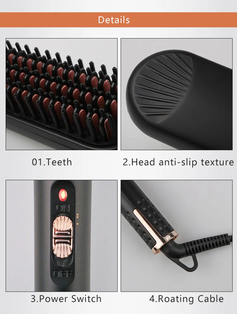 Electric Beard Heated Brush Kit Hair Straightener Straightening Men Quick Styler  Beard Comb Electric Comb For Hair