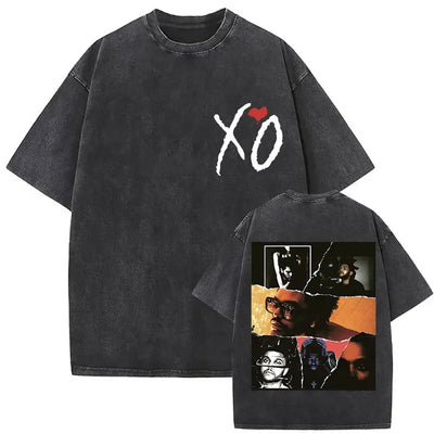 The Weeknd XO Tour 2025 Vintage Washed T Shirt Men's Women Pop Music Short Sleeve T-Shirts Rap Hip Hop Gothic Clothing T-shirts