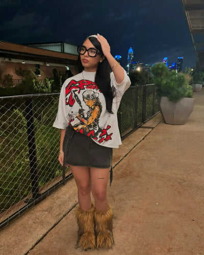 Y2K High Street Hip-hop Personalized Printed Loose Fashion T-shirt Men  American Harajuku Retro Casual Versatile Tops Women