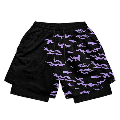 Anime Performance Shorts Men Women 2 In 1 Gym Shorts Manga 3D Print Mesh Quick Dry Sports Short Pants Summer Fitness Workout