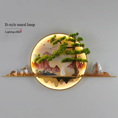 ANITA Modern LED Wall Picture Light Inside Creative Chinese Pine Landscape Mural Sconces Lamp for Home Living Bedroom Study