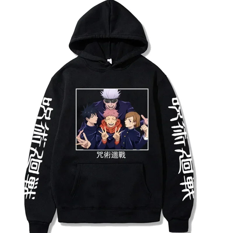Japanese Anime Print Sweatshirts Jujutsu Kaisen Hoodie Harajuku Autumn Winter Streetwear Clothe Yuji Itadori Plus Size Hoodie