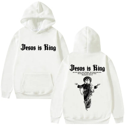 Jesus Is King Graphic Hoodie Christian Religious Clothes Men Women Fashion Gothic Rock Sweatshirt Hip Hop Oversized Streetwear