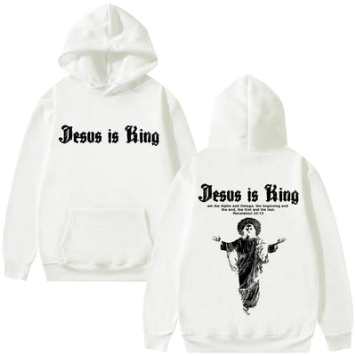 Jesus Is King Graphic Hoodie Christian Religious Clothes Men Women Fashion Gothic Rock Sweatshirt Hip Hop Oversized Streetwear